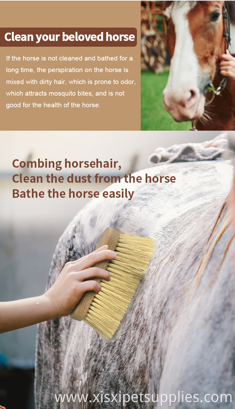 Factory Wholesale Custom Logo Horse Care Products Wooden Horse Cleaning Brush